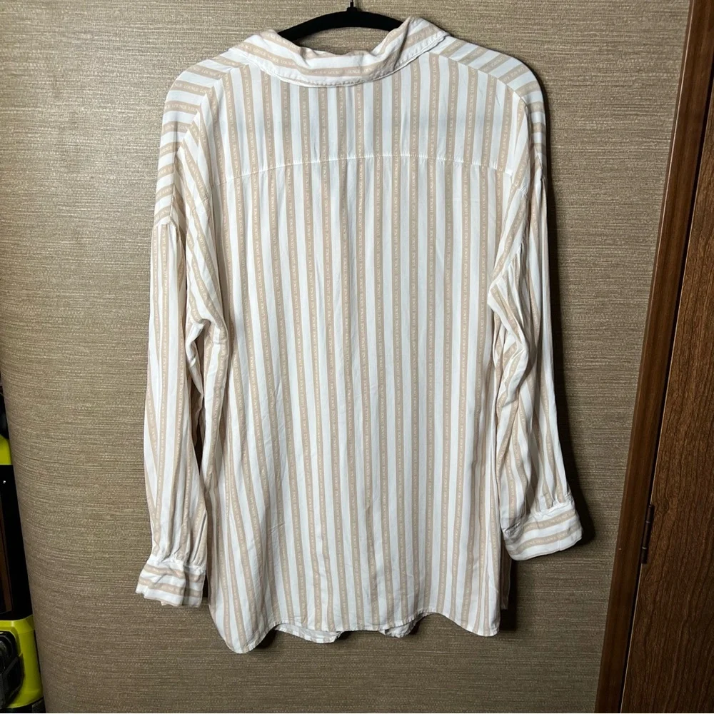 Lounge women’s sleep shirt tan & white stripped size small